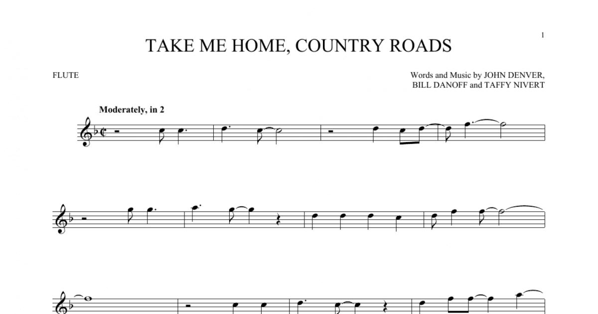 Take Me Home Country Roads Flute Solo Print Sheet Music Now