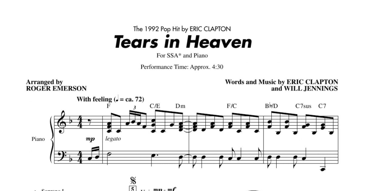 Tears In Heaven (arr. Roger Emerson) sheet music for choir (SSA: soprano,  alto)