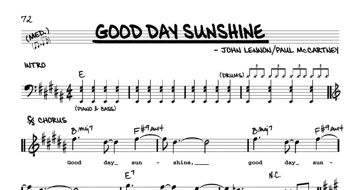 Good Day Sunshine [Jazz version] sheet music (real book with lyrics)