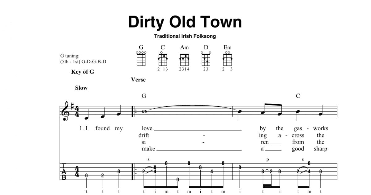 Dirty Old Town (banjo Tab) - Print Sheet Music Now