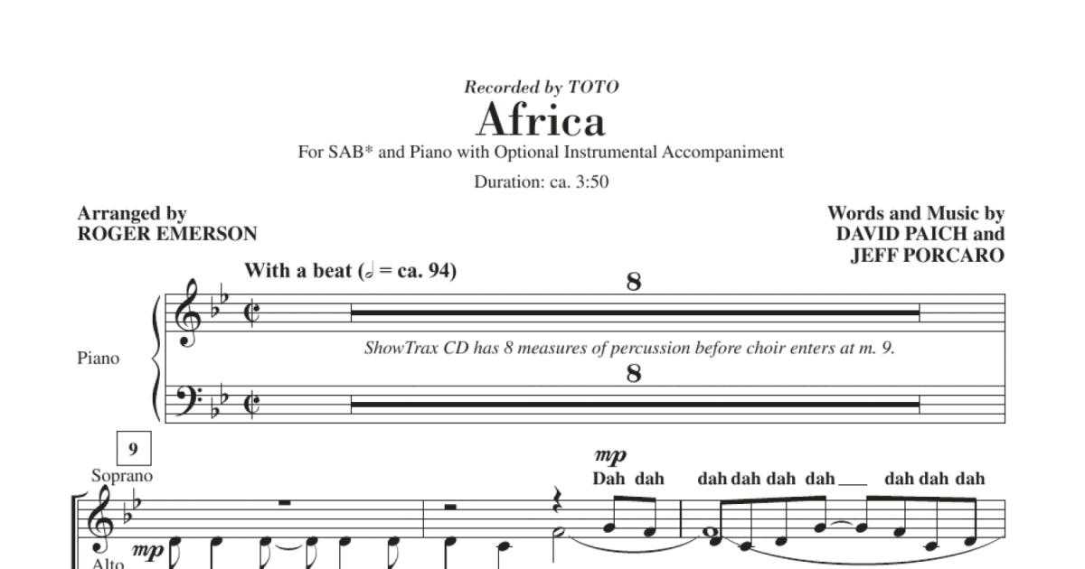 Africa (arr. Roger Emerson) (SAB Choir) - Print Sheet Music Now