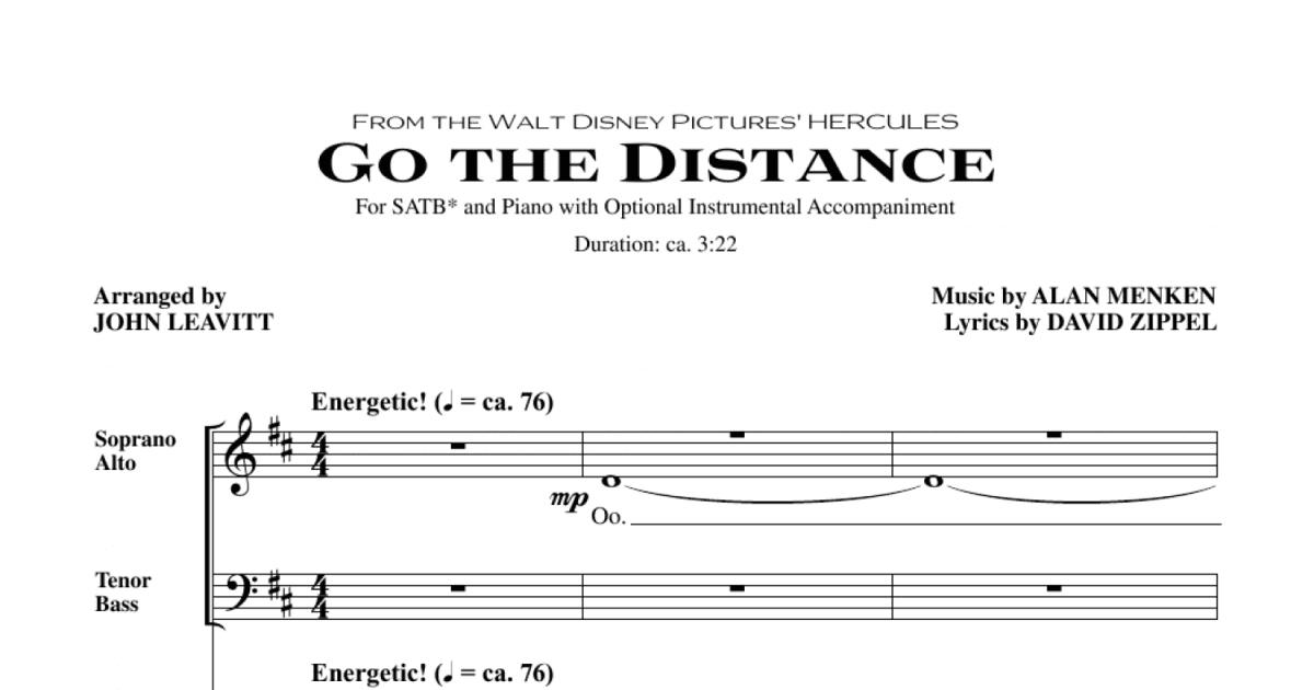 Go The Distance From Hercules Arr John Leavitt Satb Choir