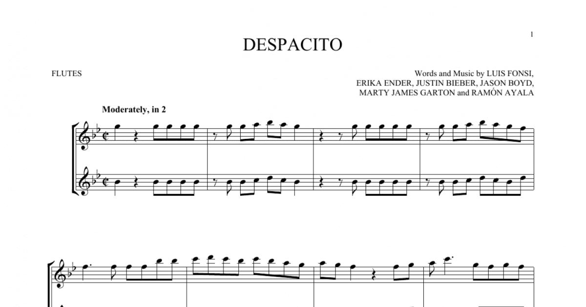 Despacito (Flute Duet) - Print Sheet Music Now