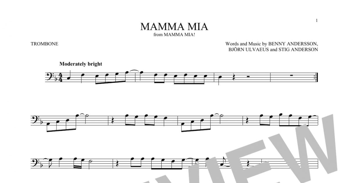 Mamma Mia (Trombone Solo) - Print Sheet Music Now