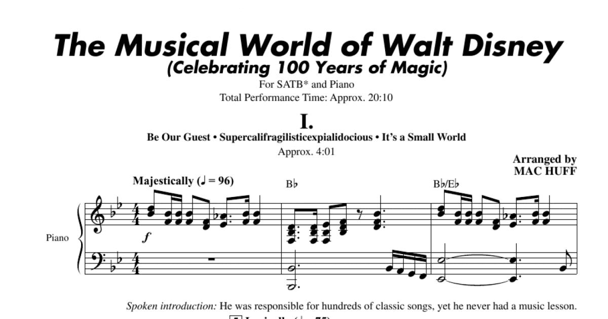 The Musical World Of Walt Disney Partitions | Mac Huff | Choeur SATB