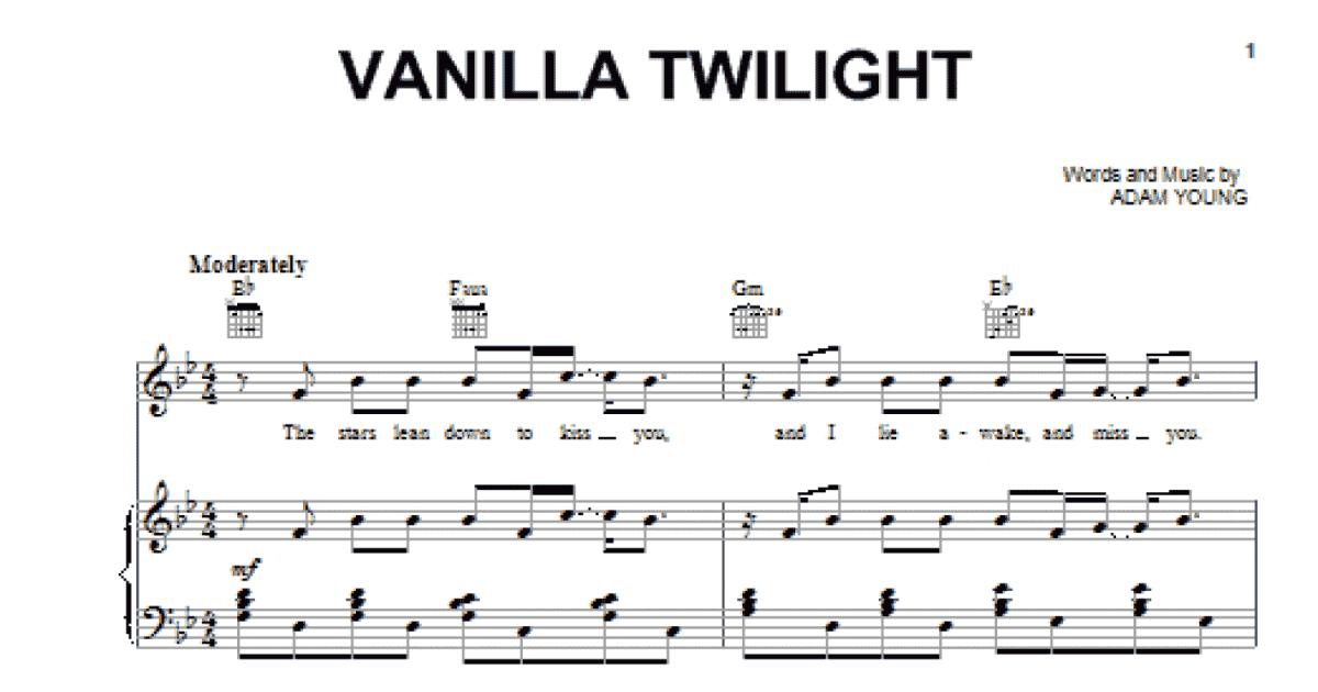 Vanilla Twilight (Piano, Vocal & Guitar Chords (Right-Hand Melody))