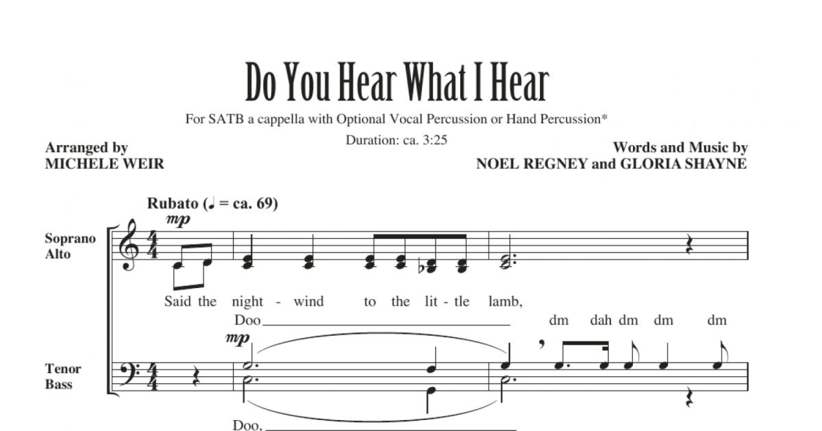 Do You Hear What I Hear SATB Choir for Choir Sheet Music to Print