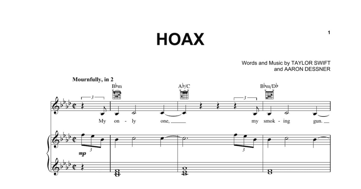 Hoax chords 2025 taylor swift piano