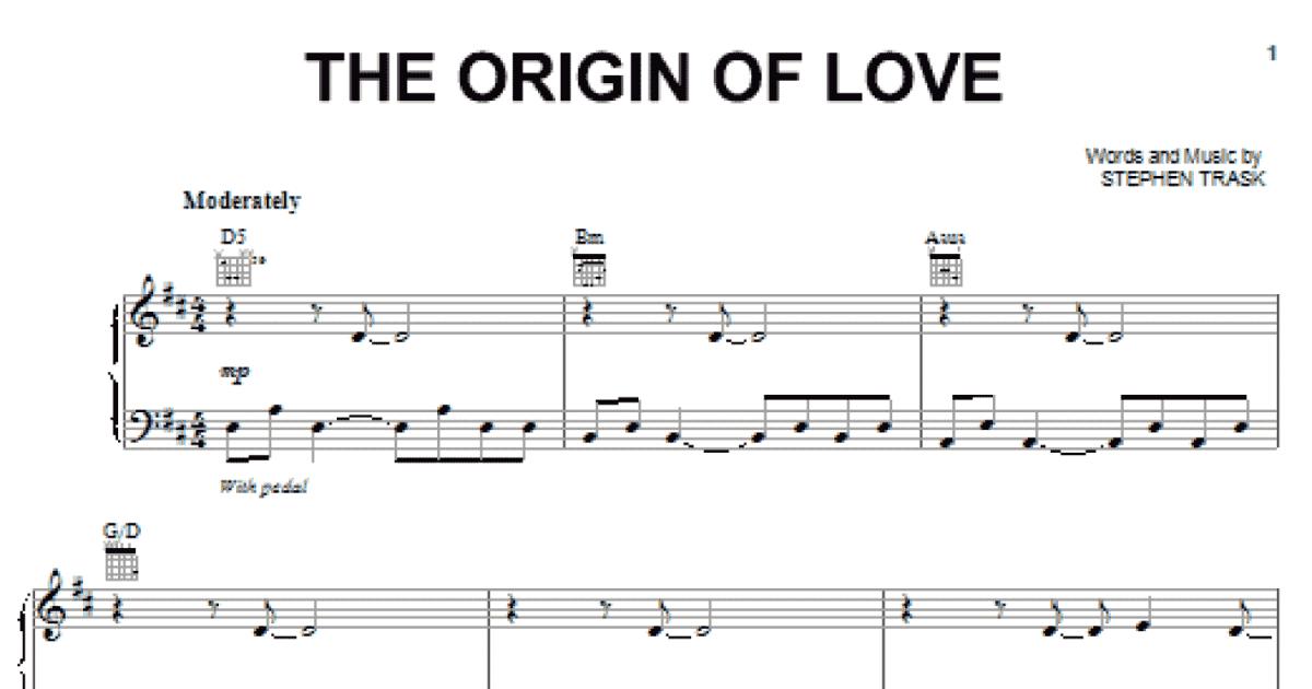 The Origin Of Love Piano Vocal Guitar Chords Right Hand Melody