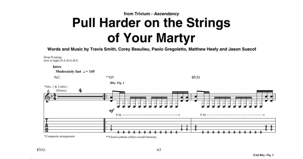 Pull Harder On The Strings Of Your Martyr Guitar Tab for Solo instrument Acoustic Guitar standard tuning tab Sheet Music to Print