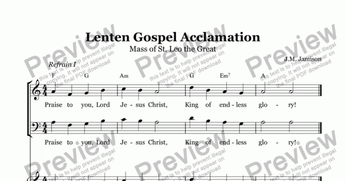 Lenten Gospel Acclamation Mass Of St Leo Download Sheet Music Pdf 1483