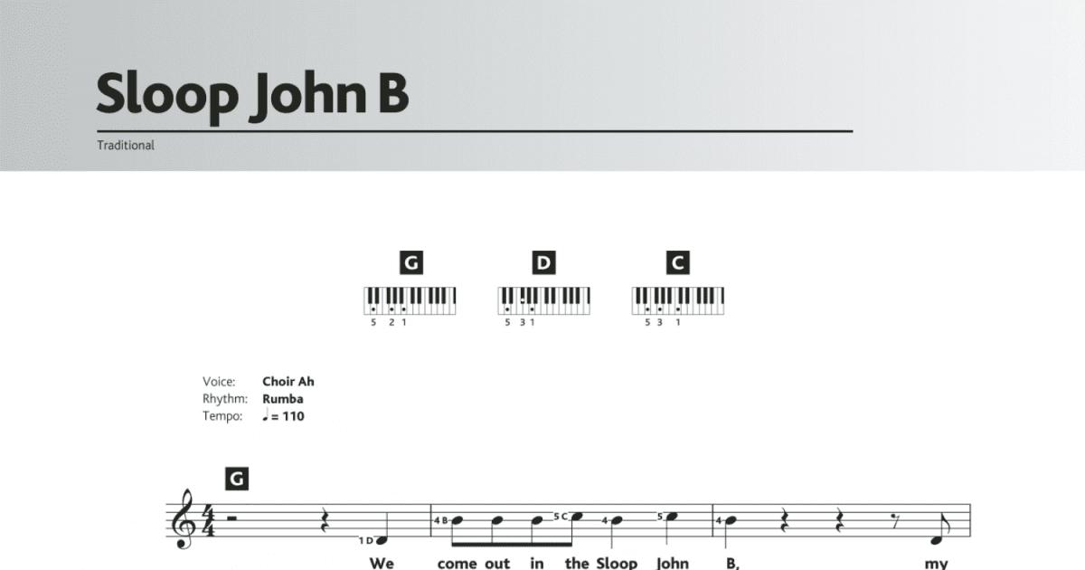 Sloop John B (Piano Chords/Lyrics) - Print Sheet Music Now