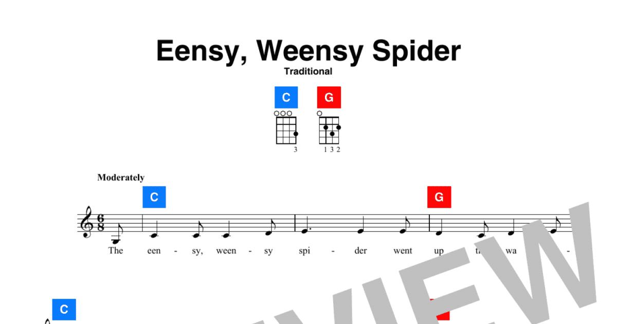 Itsy Bitsy Spider - Easy Ukulele Sheet Music and Tab with Chords and Lyrics