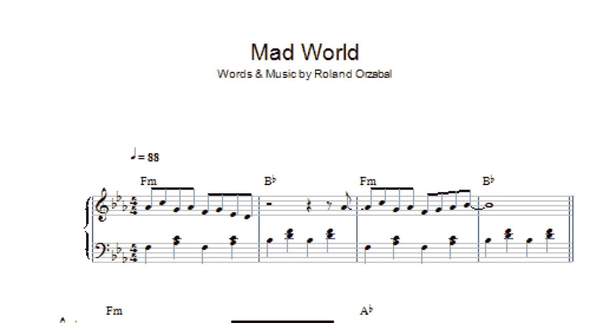 MAD WORLD - Gary Jules (EASY) with Lyrics Sheet music for Piano (Solo)