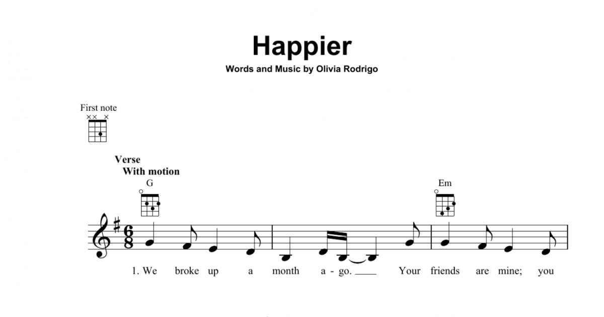 Happier Music Sheet Olivia Rodrigo