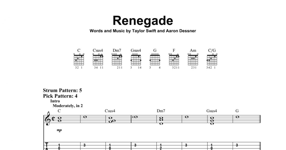 Renegade (feat. Taylor Swift) Sheet Music by Big Red Machine for