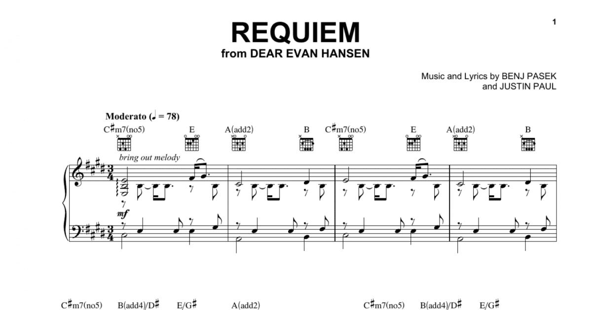 Requiem Dear Evan Hansen Piano Vocal Score - PDFCOFFEE.COM
