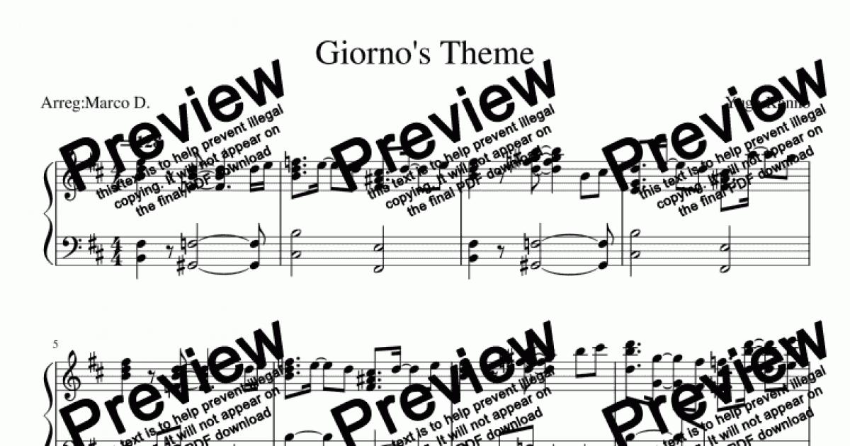 Jojo s Bizarre Adventure Golden Wind Giorno's Theme Ver 2 Sheet music for  Piano (Solo)