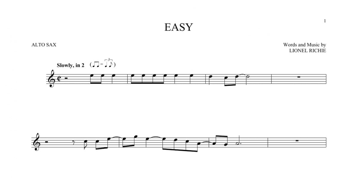Easy (Alto Sax Solo) - Print Sheet Music Now