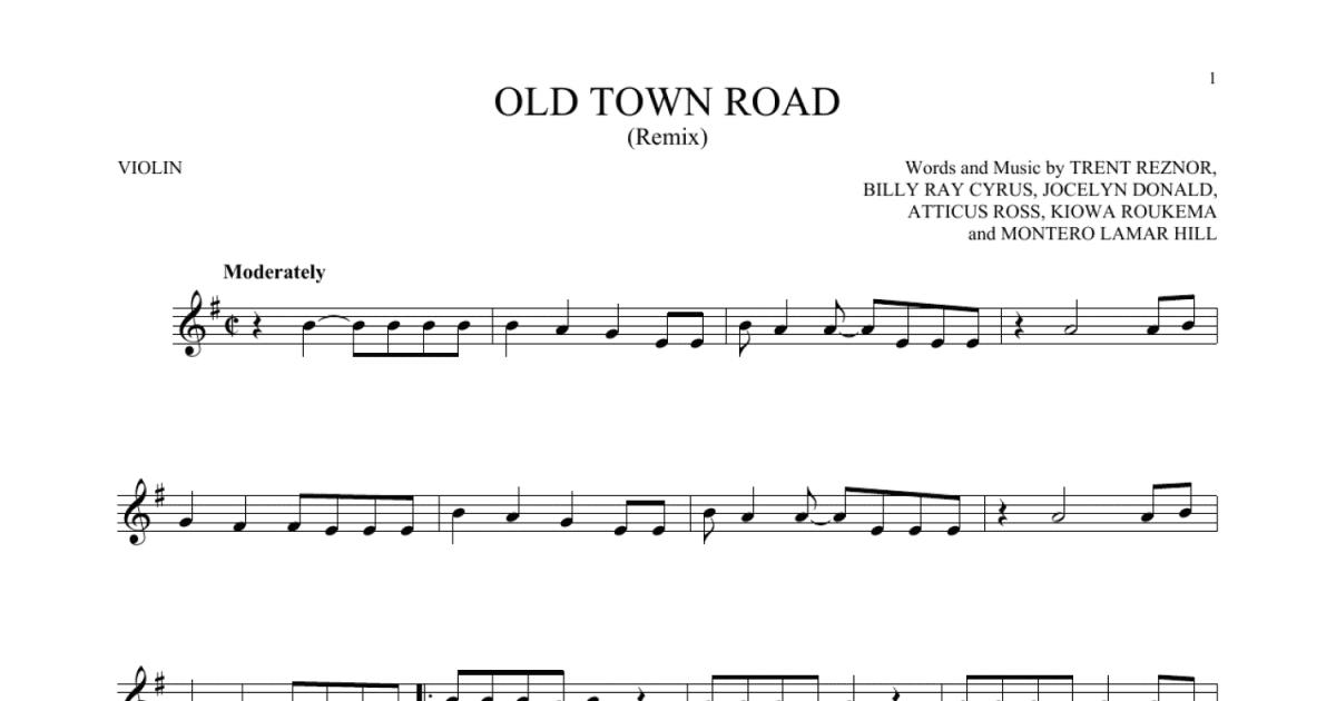 Old Town Road (Remix) (Violin Solo) - Print Sheet Music Now
