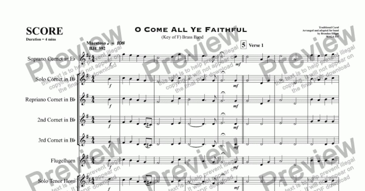 O Come All Ye Faithful Key Of F Brass Band Sheet Music Pdf File