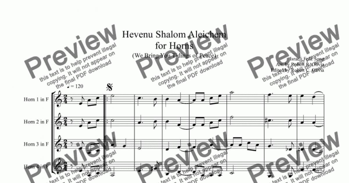 Hevenu Shalom Aleichem - Violin Solo - Digital Sheet Music