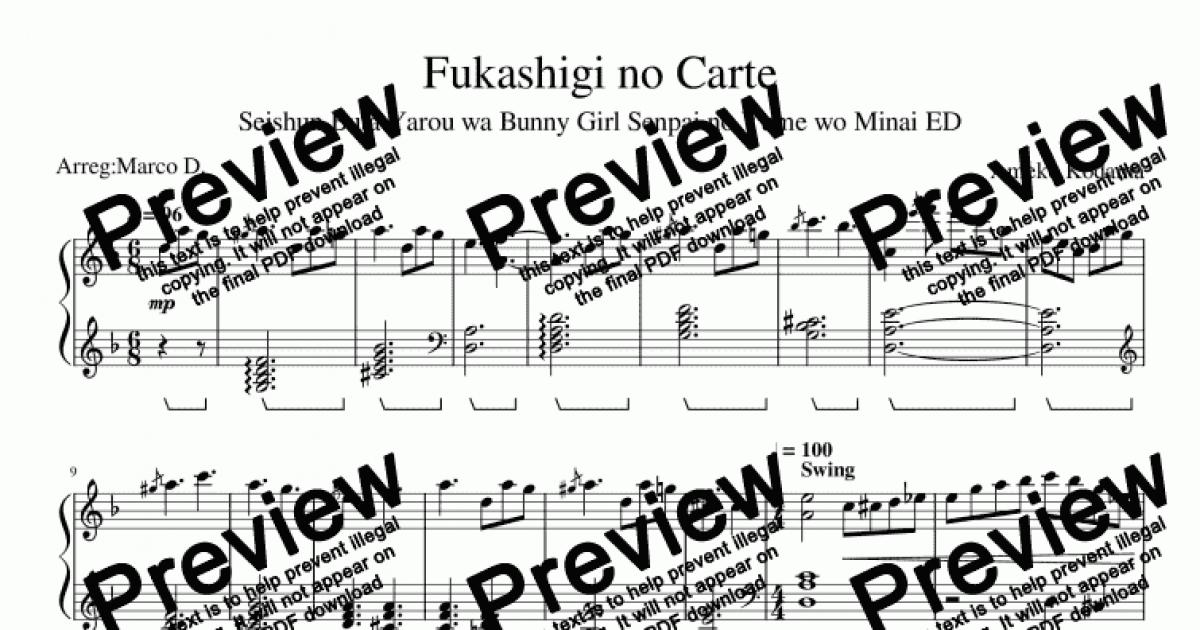 FULL] Fukashigi no Carte - Seishun Buta Yarou wa Bunny Girl Senpai no Yume  wo Minai ED [Synthesia] 