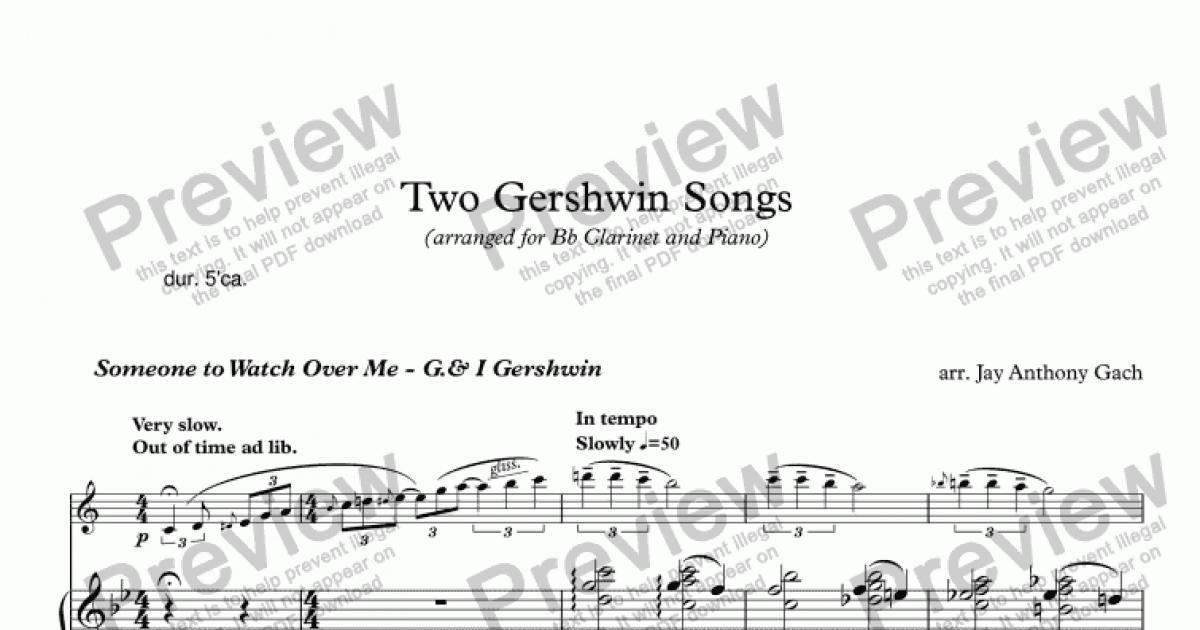 Gershwin Songs Arranged For Bb Clar. & Piano - Sheet Music PDF File