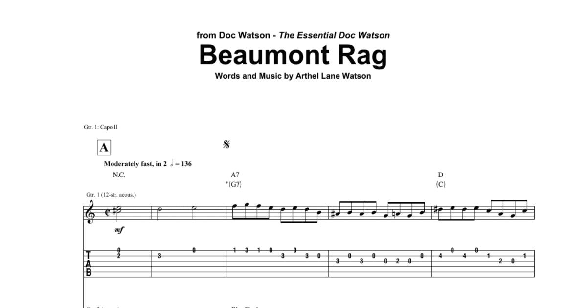 Beaumont Rag Guitar Tab Print Sheet Music Now