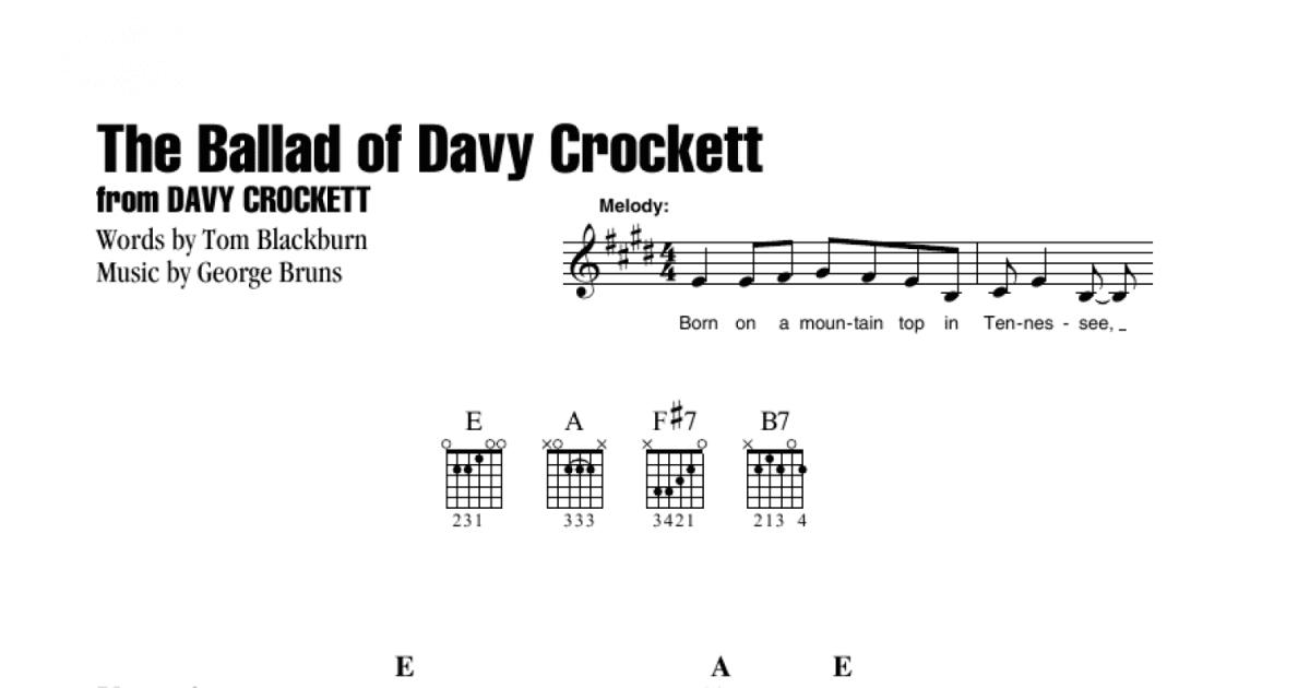 The Ballad Of Davy Crockett (from Davy Crockett) (Guitar Chords/Lyrics)