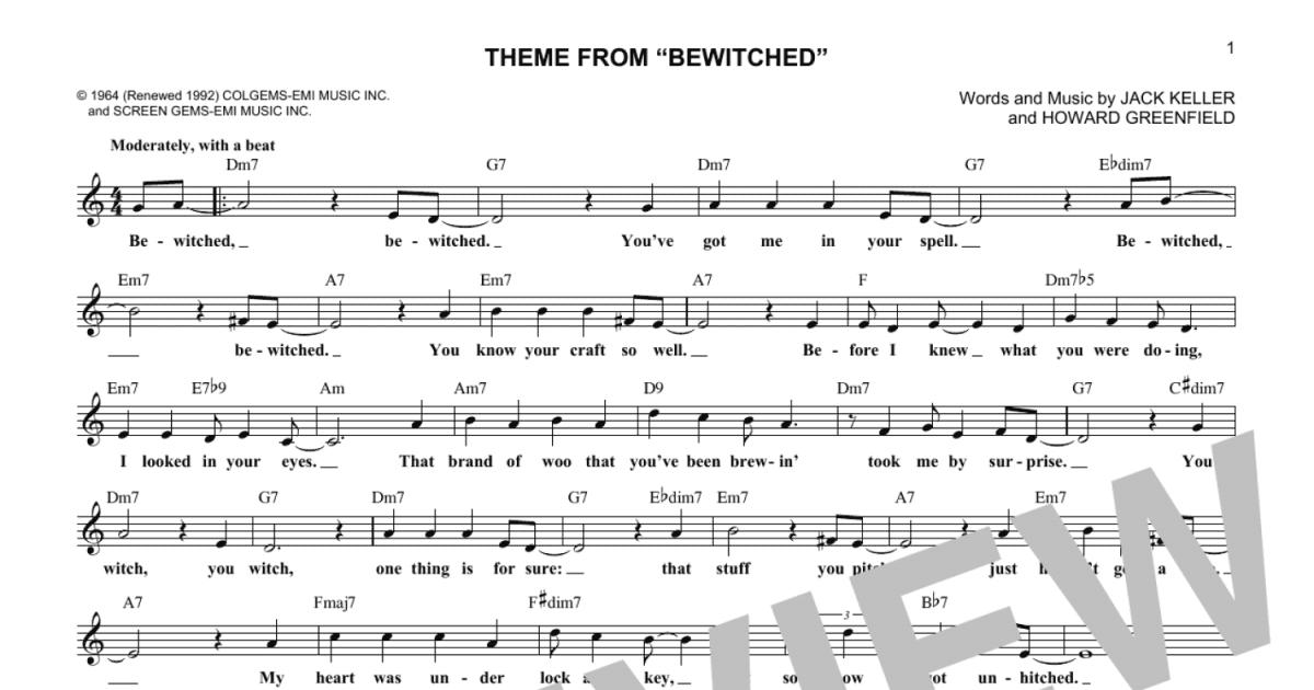 Theme From Bewitched Lead Sheet Fake Book Print Sheet Music