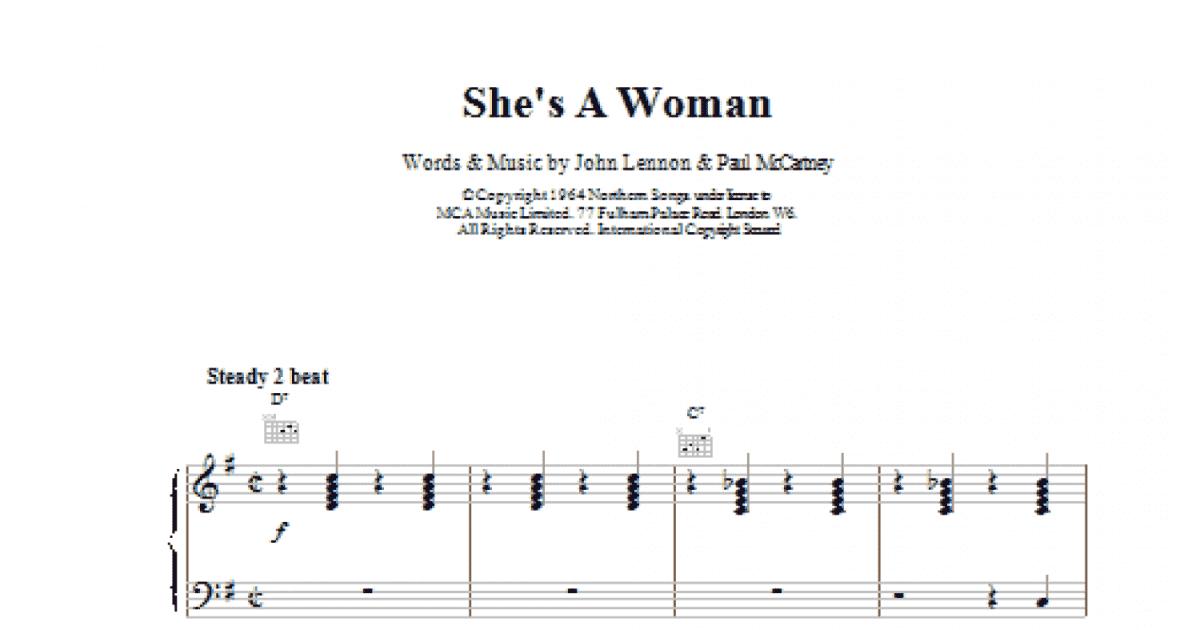 She's A Woman sheet music for guitar (chords) (PDF)