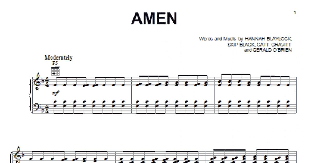 Amen Piano Vocal And Guitar Chords Right Hand Melody Sheet Music