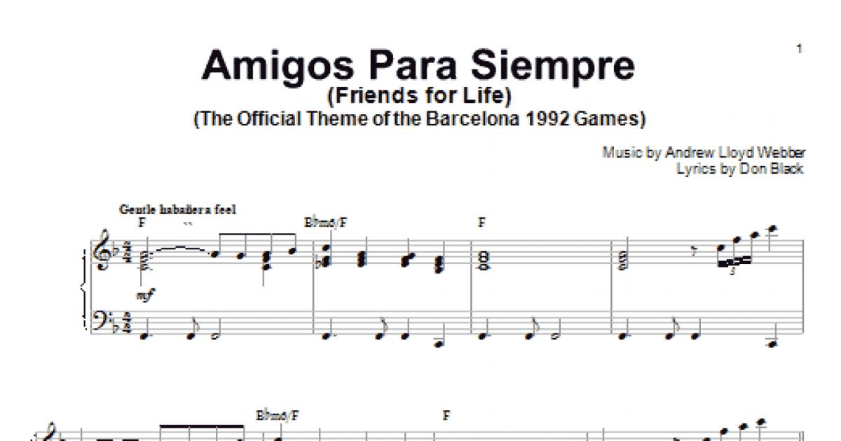 Andrew Lloyd Webber Amigos Para Siempre (Friends for Life) Sheet