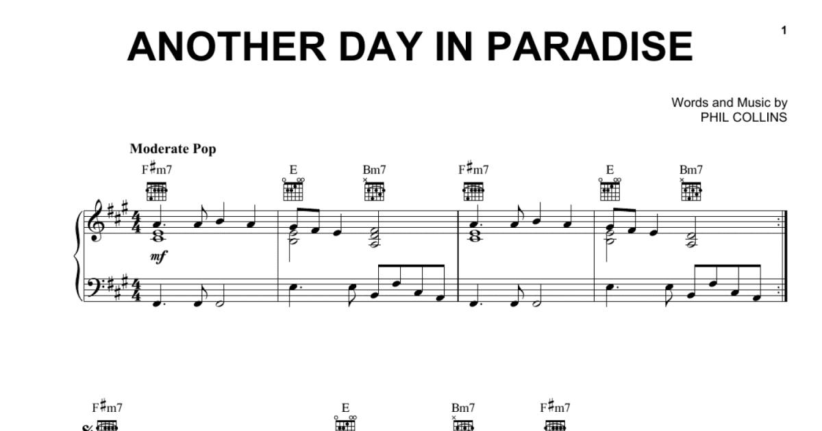 Phil Collins - Another Day In Paradise - Sheet Music For Alto