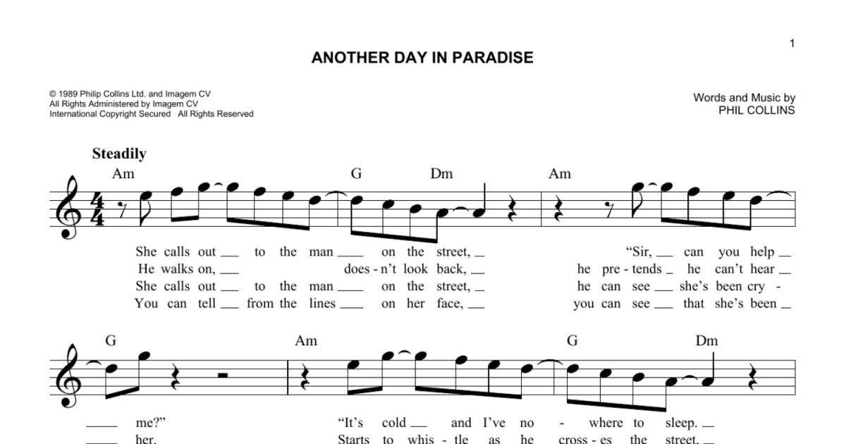 Another Day In Paradise Sheet Music | Phil Collins | Easy Lead Sheet / Fake  Book