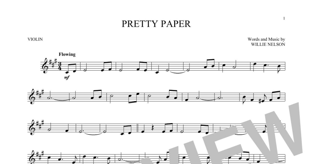 Pretty Paper Sheet Music, Willie Nelson