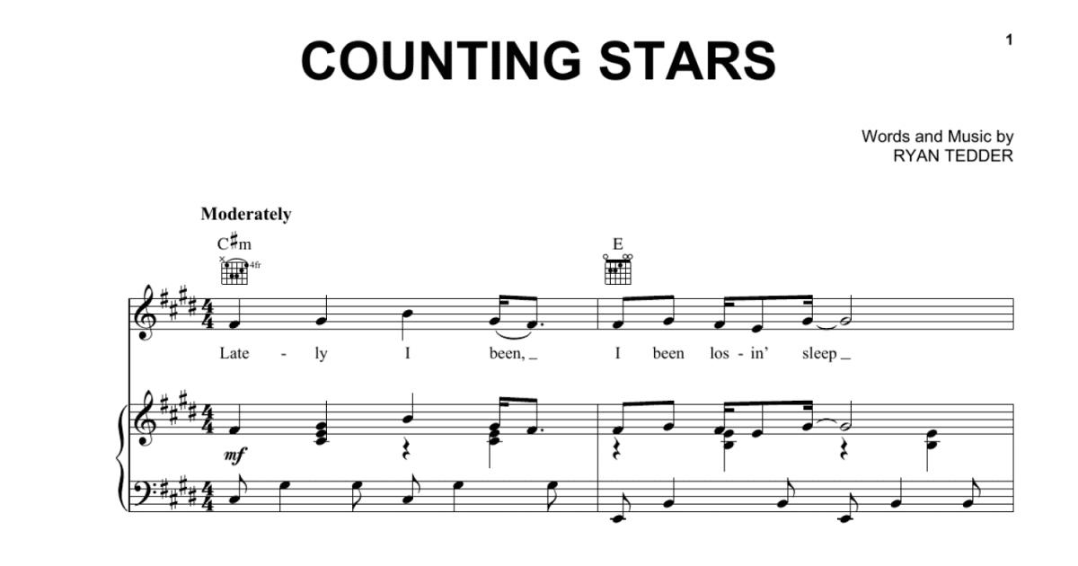 Counting Stars (Piano, Vocal & Guitar Chords (Right-Hand Melody))