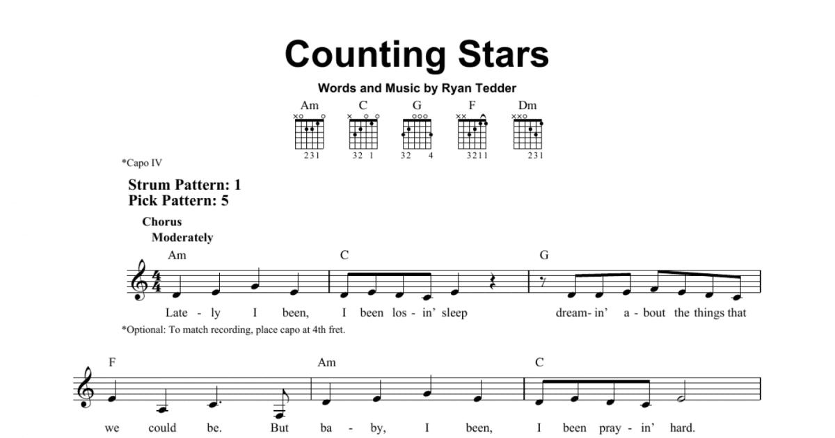 Counting Stars (Easy Guitar) - Print Sheet Music Now