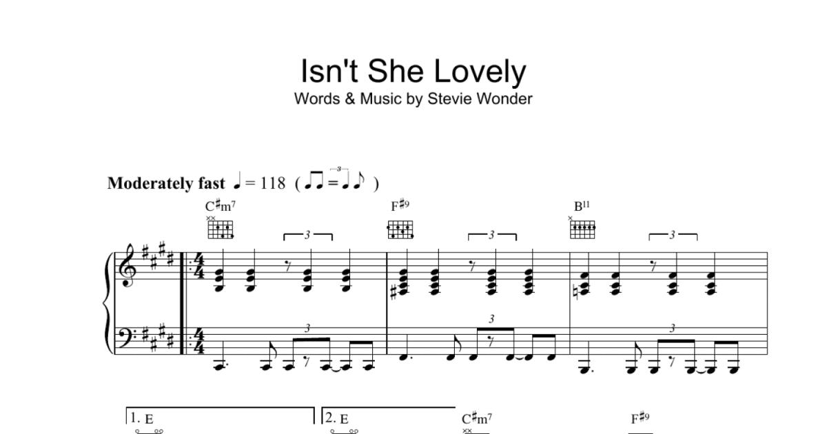 Isn't She Lovely  Sheet music, Isnt she lovely, Blues piano