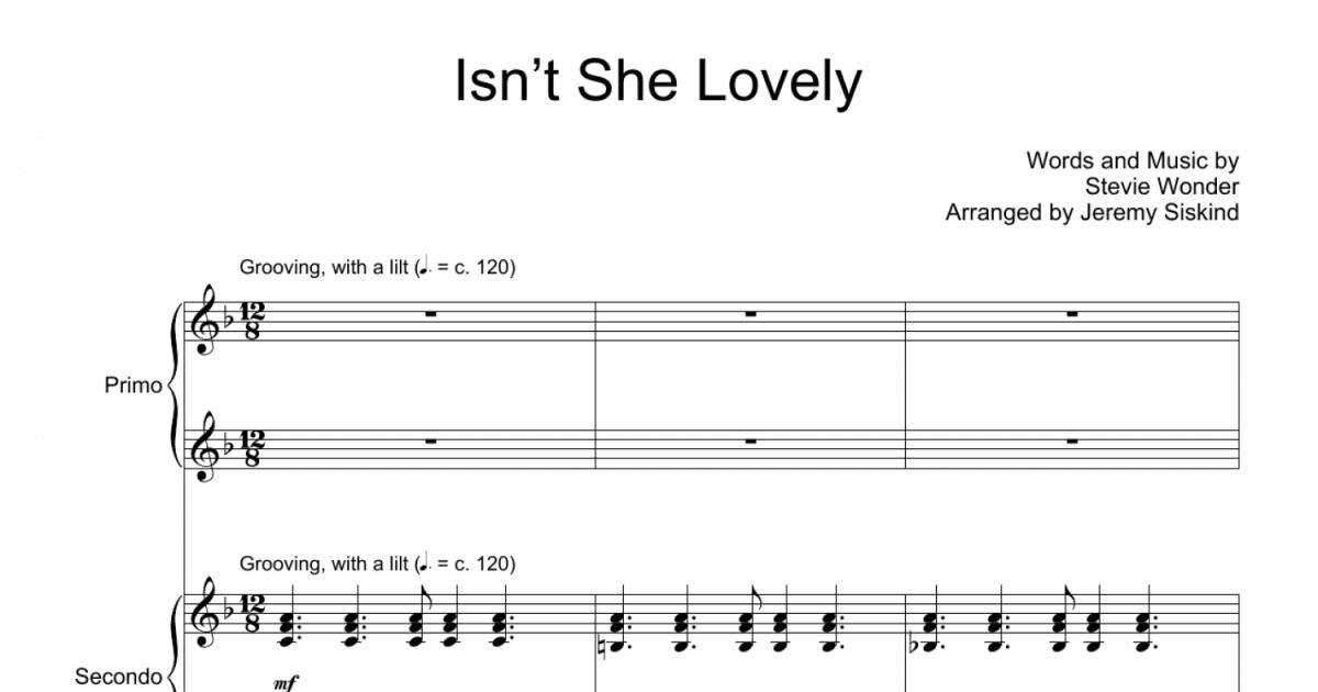 Isn't She Lovely sheet music for piano solo (PDF-interactive)