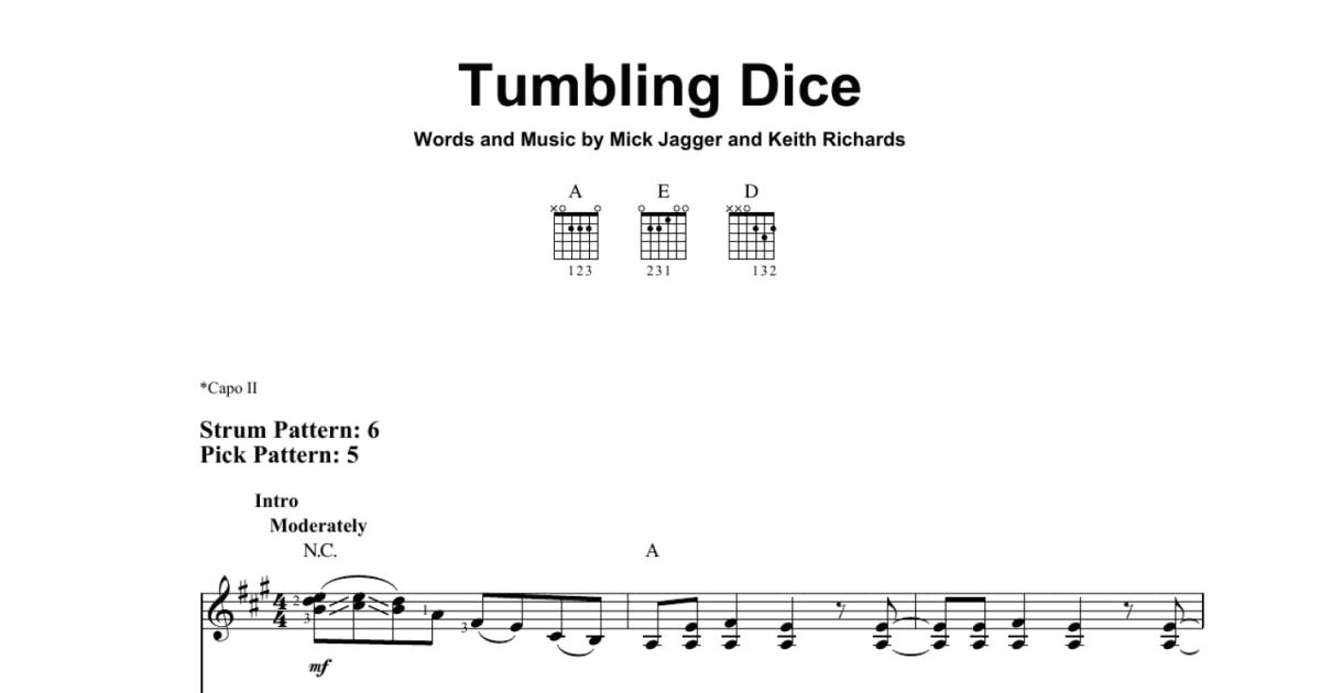 Tumbling Dice (Easy Guitar Tab) Print Sheet Music Now