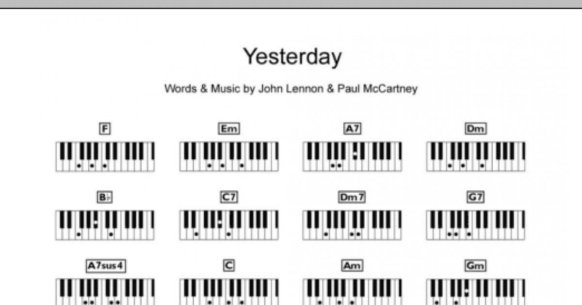 Yesterday (Piano Chords/Lyrics) - Print Sheet Music Now