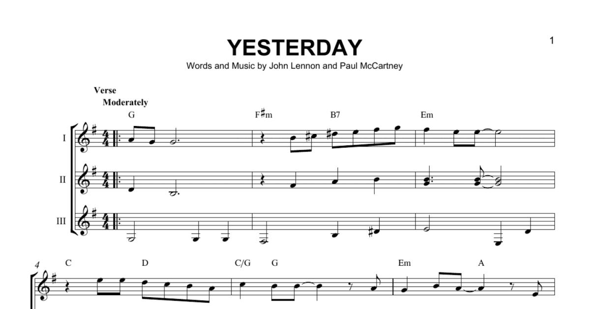 Yesterday (Guitar Ensemble) - Print Sheet Music Now