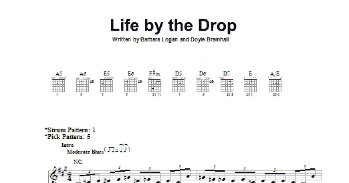 Life By The Drop Easy Guitar Tab for Solo instrument Acoustic Guitar standard tuning tab Sheet Music to Print