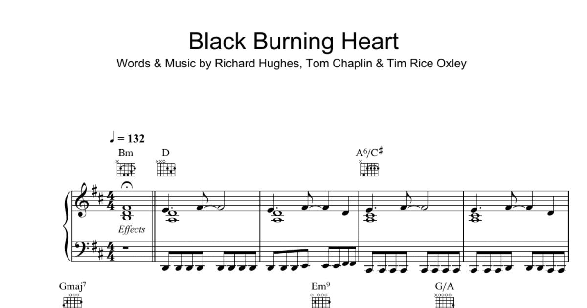 Black Burning Heart (Piano, Vocal & Guitar Chords) - Print Sheet Music