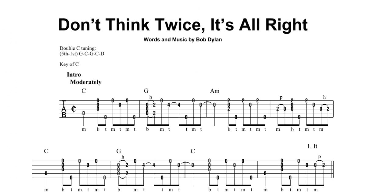 Don't think twice its alright mandolin tab - Tenor Banjo Tabs