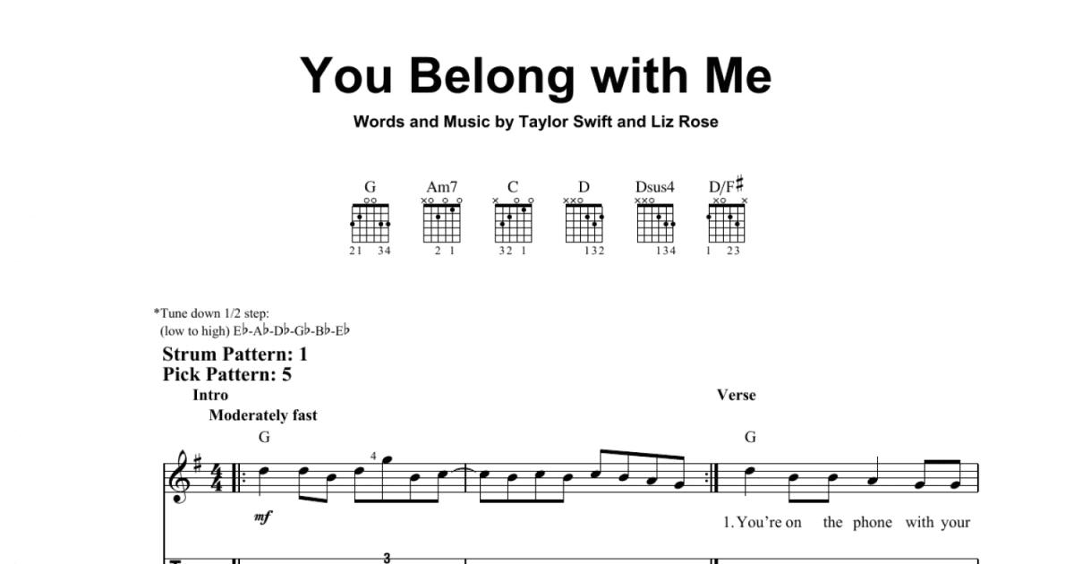 you belong with me chords guitar