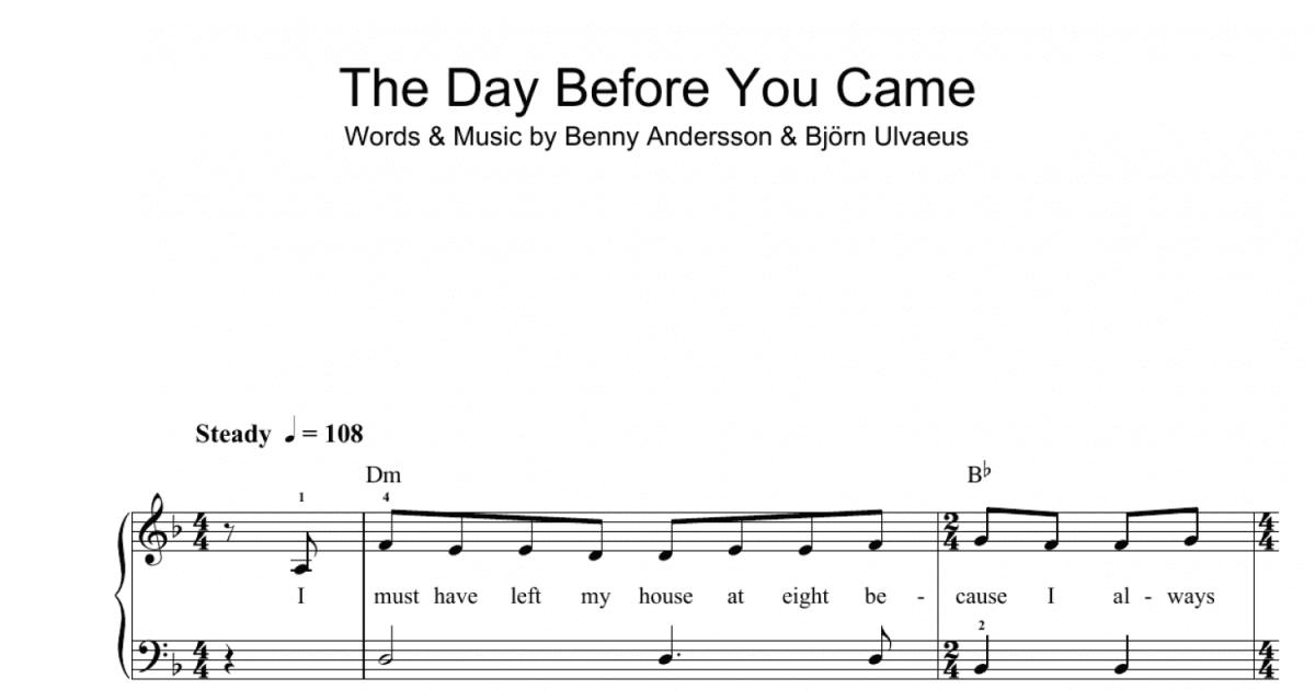 Free The Day Before You Came by ABBA sheet music