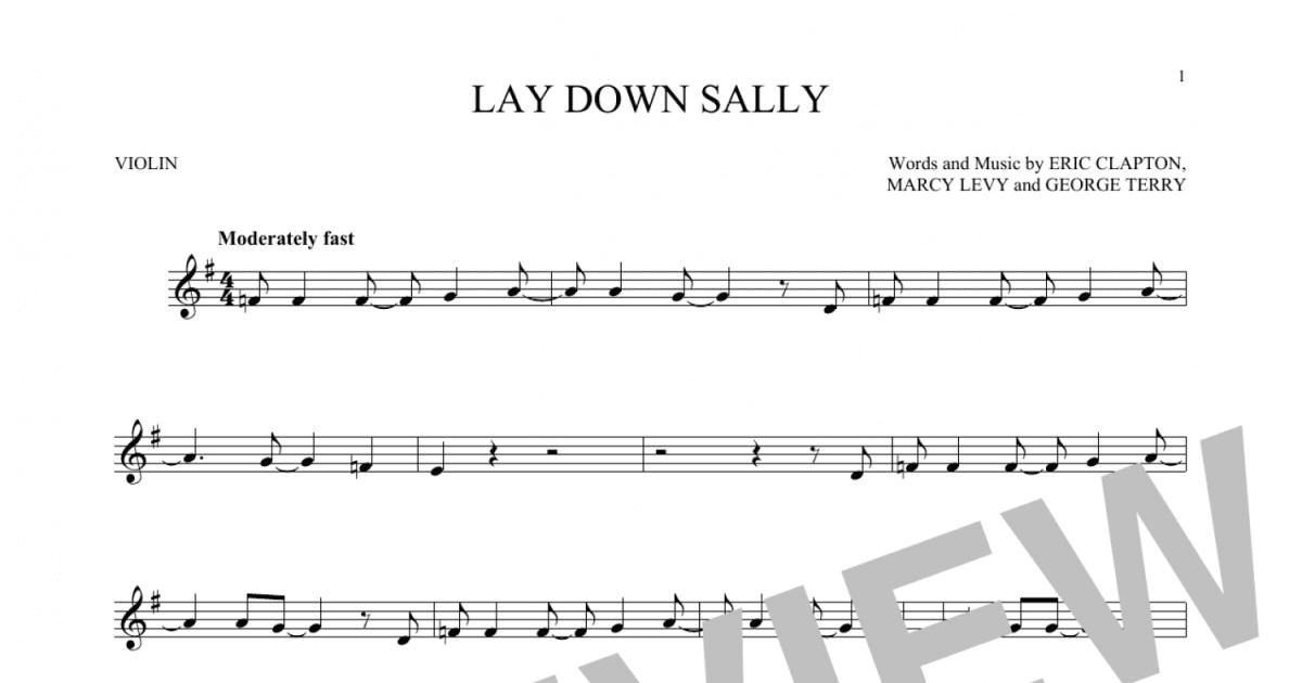 Lay Down Sally Violin Solo Print Sheet Music Now 6770